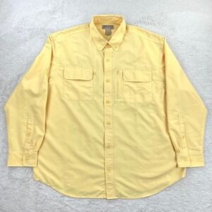 Duluth Coolplus Fishing Shirt Men's‎ XL Yellow Vented Button Up Pockets Utility